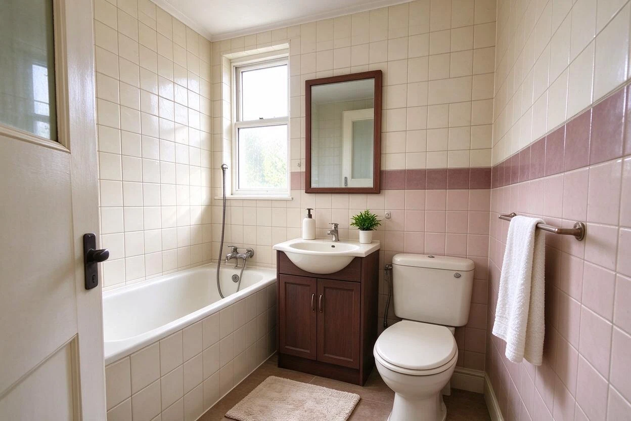 Bathroom redesign before and after: an outdated bath restyled with current fixtures and a lighter palette