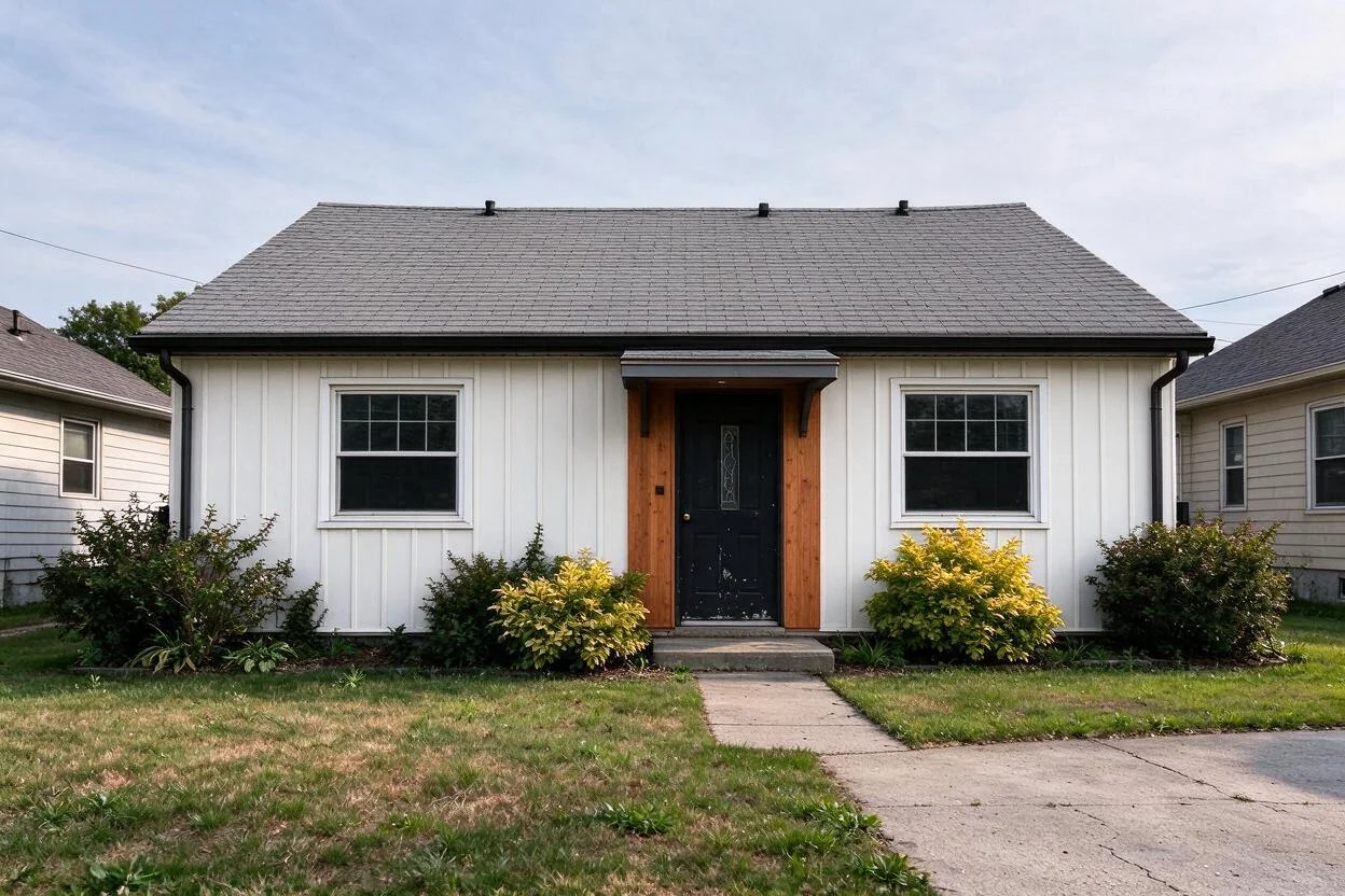 Exterior Rendering example: real before and after