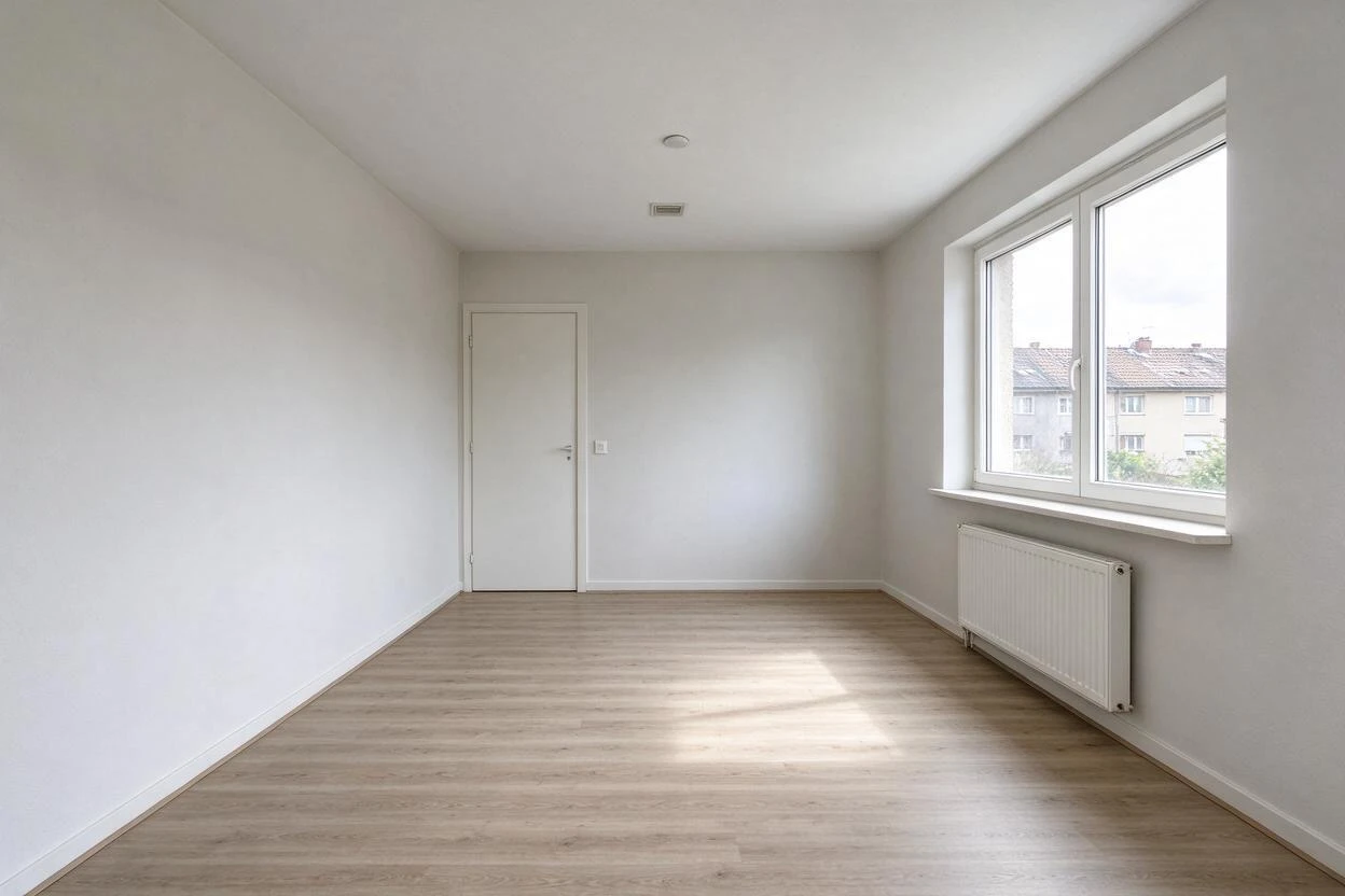 Virtual staging before and after: an empty dining room staged as an inviting, dinner-party-ready space (before photo)